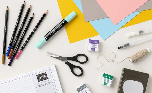 Assorted stationery and craft tools