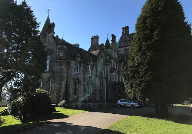 Stone castle under a clear blue sky