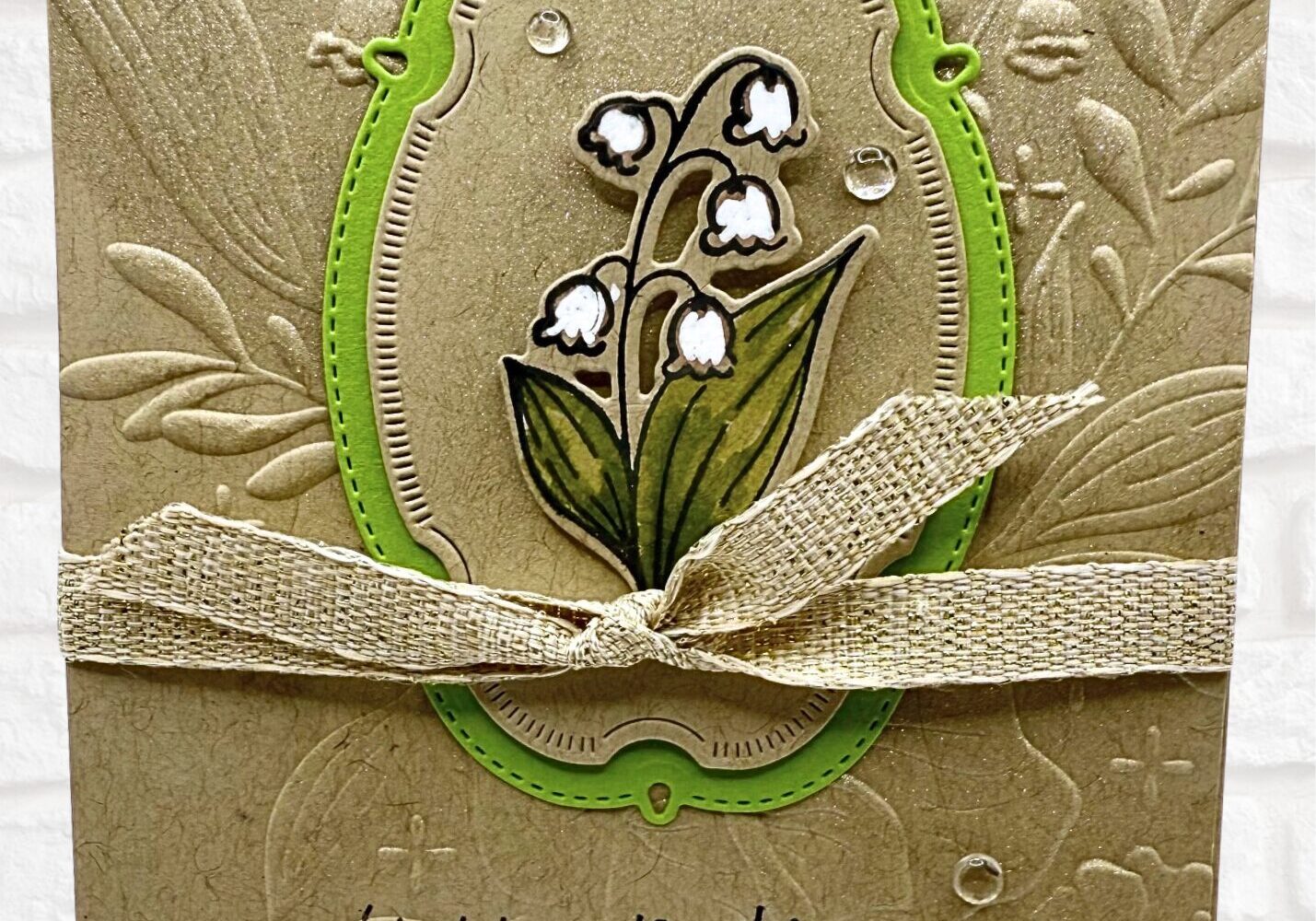 Embossed birthday card with lily of the valley