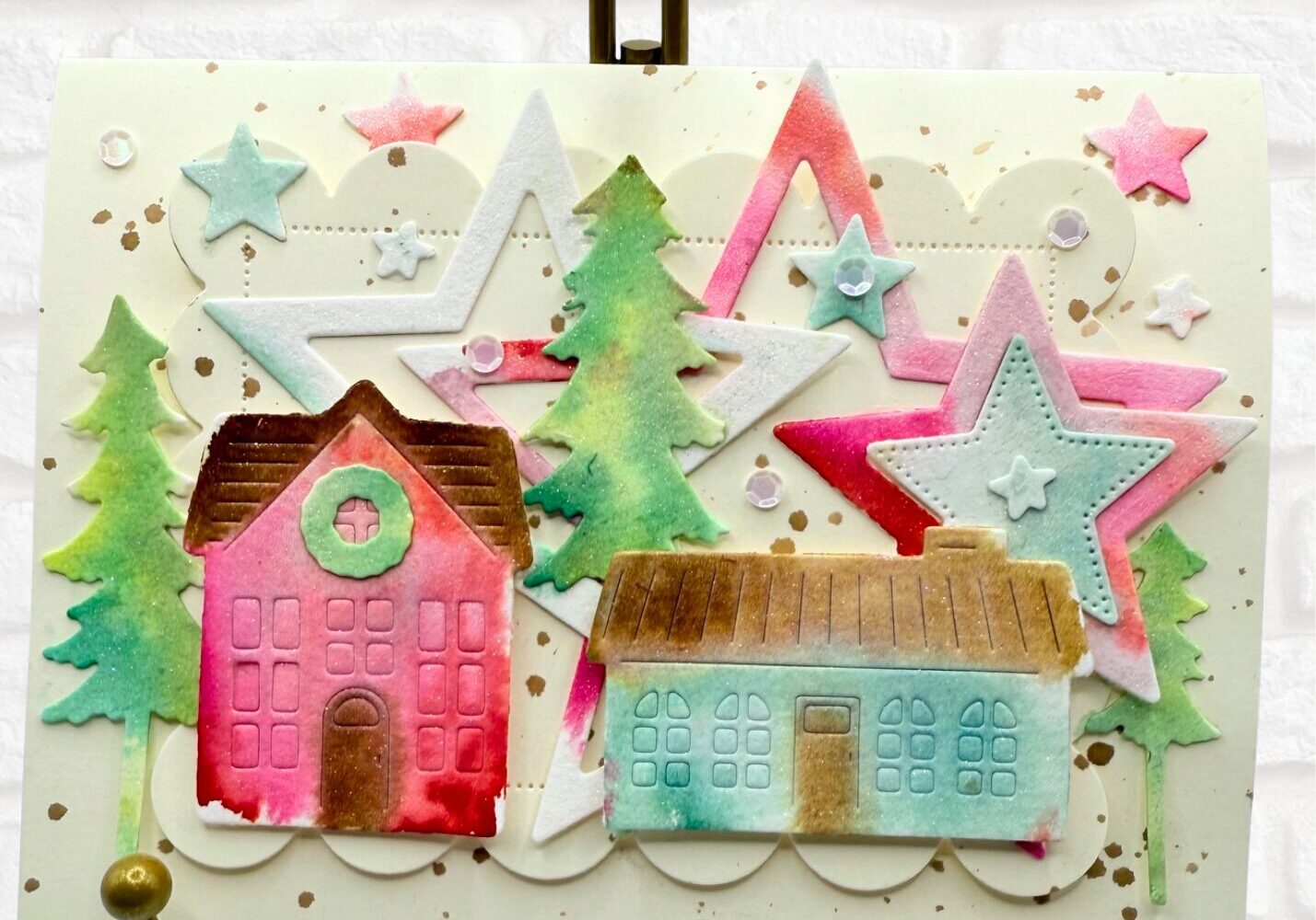 stampin up watercolor christmas card shining stars